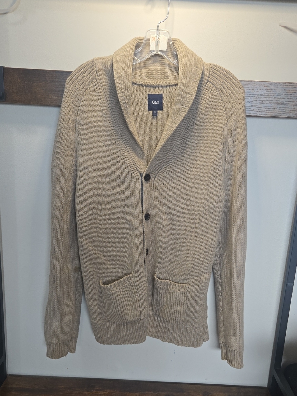 GAP Men’s Shawl Collar Cardigan Sweater - Light Tan
